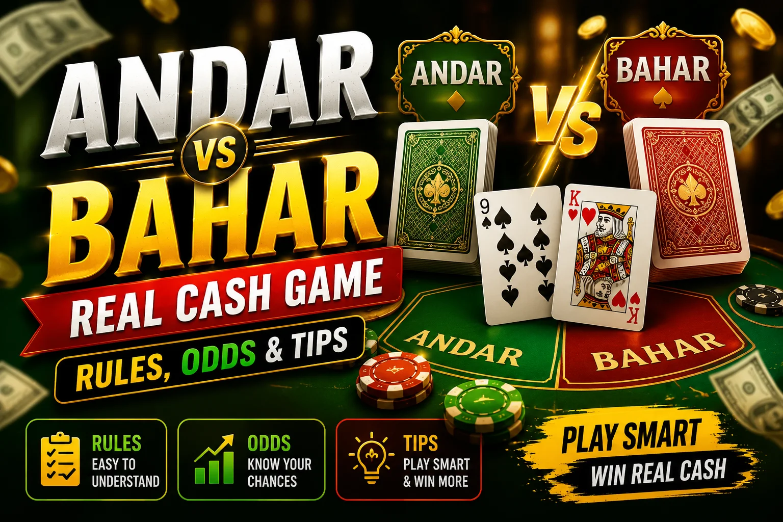 Learn Andar Bahar real cash game rules, odds, betting options, legal status in India, and smart tips to play online responsibly
