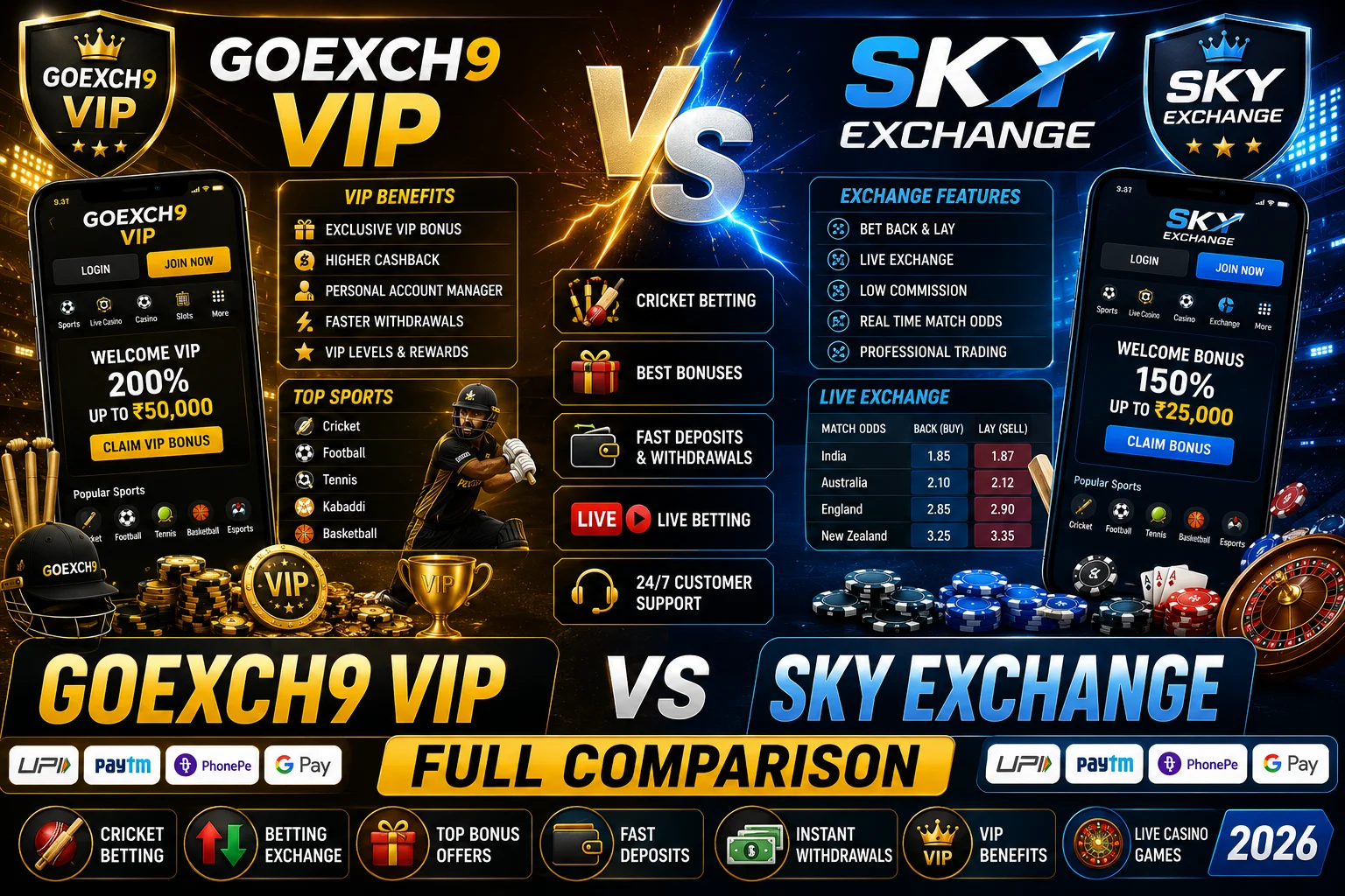 Goexch9 VIP vs Sky Exchange Full Comparison