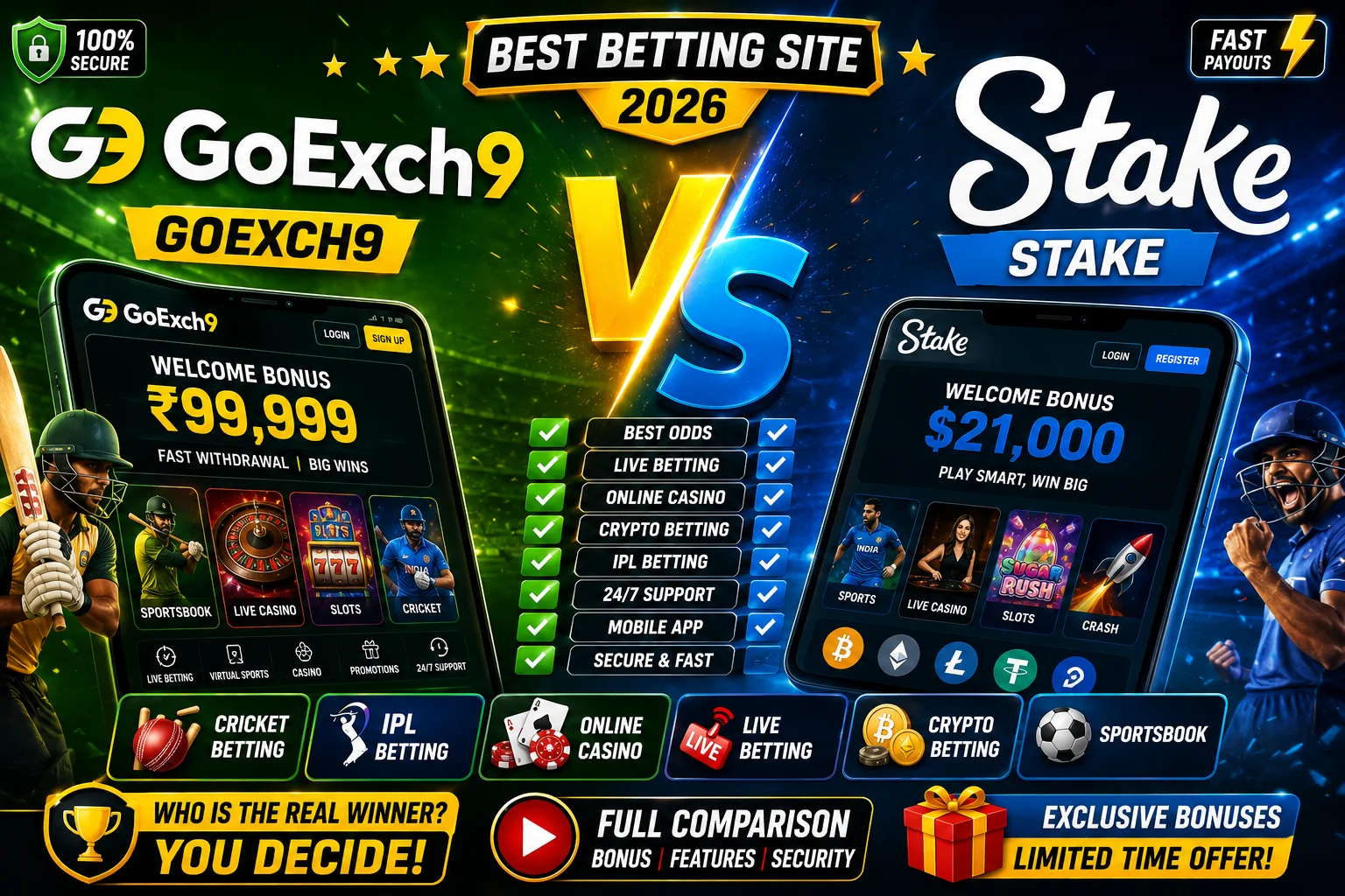 GoExch9 vs Stake Best Betting Site 2026